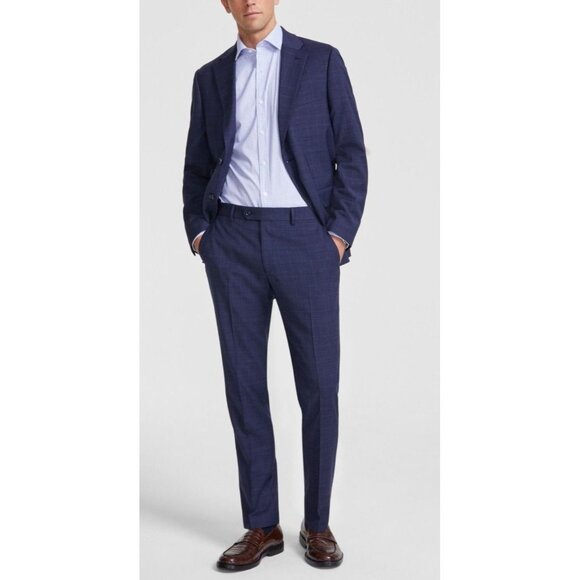 Tommy Hilfiger Mens Stretch Wool Blend Plaid Suit Dress Pant Blue Size 40W NWT